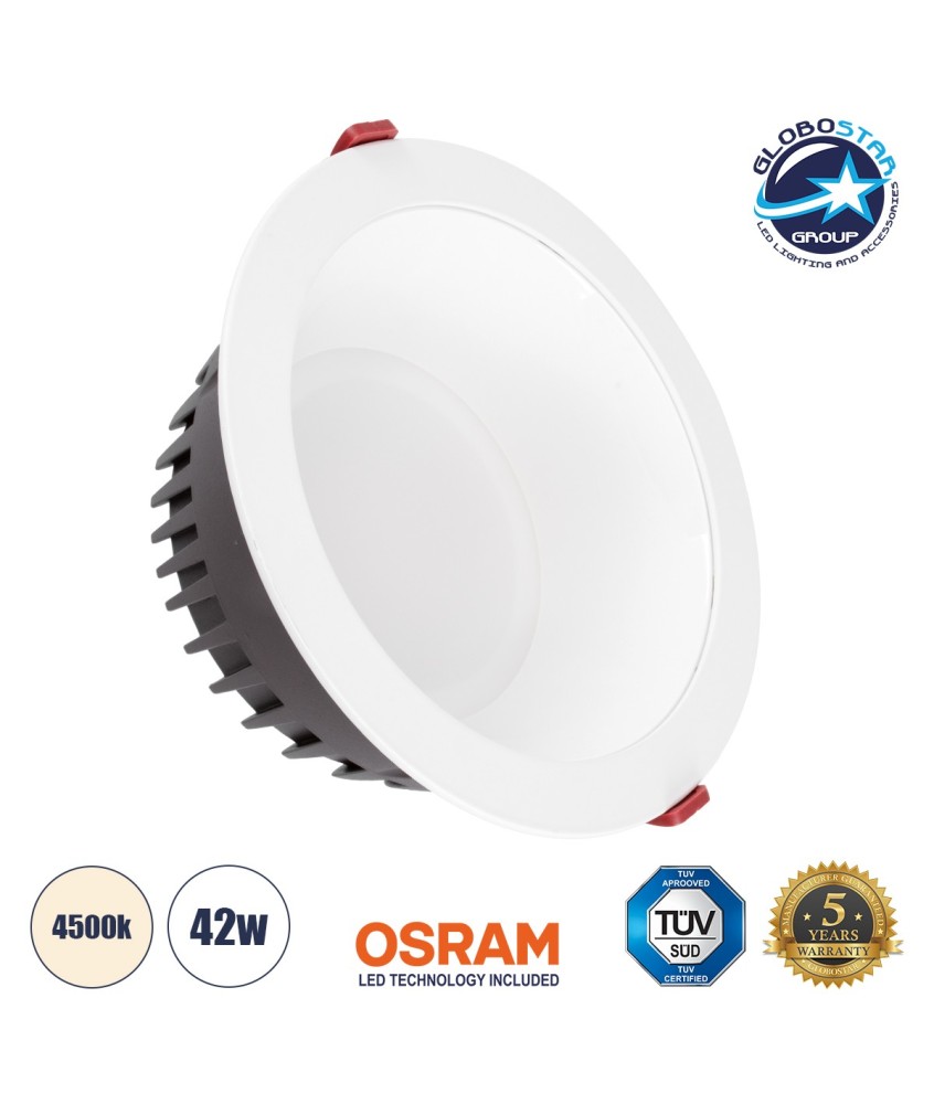 GLOBOSTAR® PANELCO 60195 Χωνευτό Downlight Panel Οροφής LED 42W 5040lm 60° AC 220-240V IP20 Φυσικό Λευκό 4500K - Osram COB Chip & TÜV SÜD Driver - Λευκό Γαλακτερό - Μ22 x Π22 x Υ9.5cm - Q20cm - 5 Χρόνια Εγγύηση